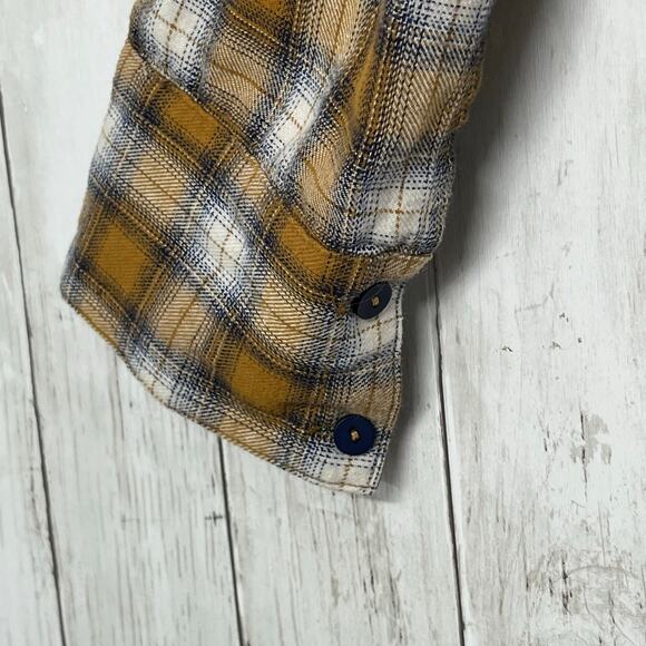 Hem & Thread Plaid 3/4 Button Floral Roll Cuff Collared Fall Autumn Shirt Large - Picture 5 of 9